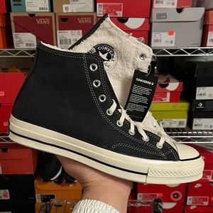 Converse Chuck Taylor 70 HI Two Tone Black White Sherpa High Top Shoes